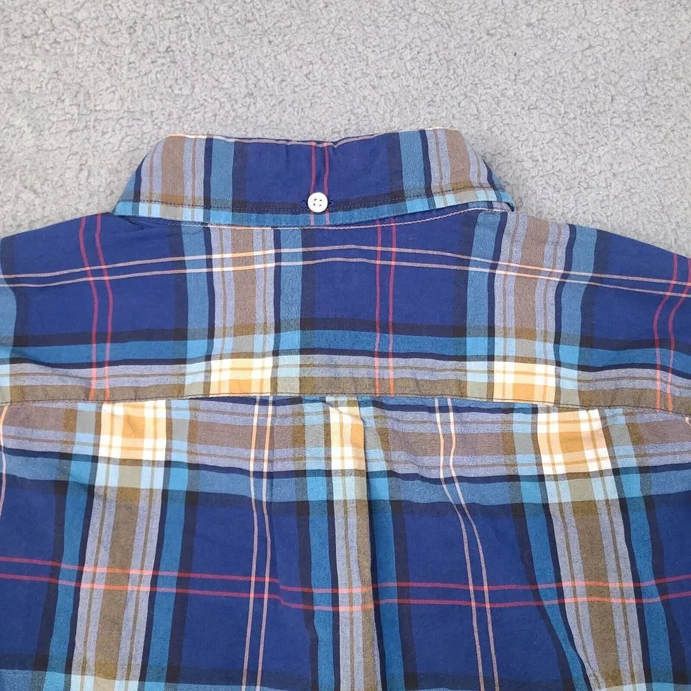 J Crew Shirt‎ Mens Large Blue Tartan Plaid Slim Fit Long Sleeve Button Down